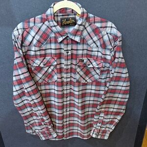 Howler Brothers Red and Gray Checkered Flannel Shirt - Size MEDIUM